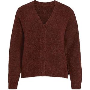 Vila Vijamina oversized L/S gebreide cardigan voor dames, Fired Brick/Detail: melange, XXL