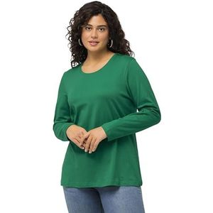Ulla Popken, Dames grote maten, shirt met lange mouwen, smaragdgroen, 62/64 NL