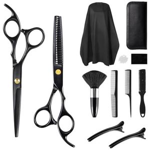 Kappersschaarset, 17 cm kappersschaar, effileerschaar, professionele haarsnijschaar voor dames, heren, kinderen, huisdieren, kappersaccessoires voor haar en baard, kappersmantel, kam