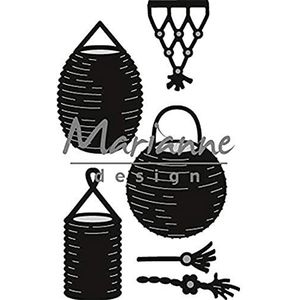 Marianne Design Craftables stempel- en stanssjabloon, lantaarn geplaatst, voor ambachtelijke projecten, metaal, zilver, 49 x 80 mm