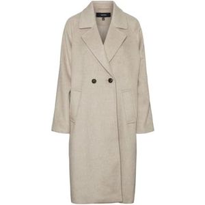 Bestseller A/S Dames VMHAZEL Long Wool Coat BOOS jas, Silver Mink/Detail: Melange, XS, Silver Mink/Detail:MELANGE, XS