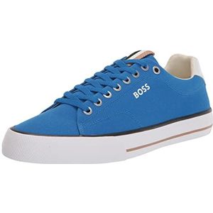 BOSS Mannen Canvas Mini Logo Lace Up Sneaker, Briljant blauw, 40 EU
