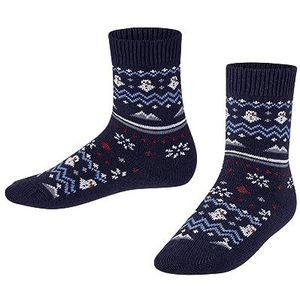 FALKE Unisex kinderen winter Fair Isle wol kasjmier halfhoog met patroon 1 paar sokken, blauw (Bluecollar 6733), 27-30