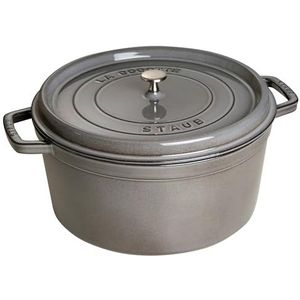 Staub 1102285 Cocotte/braadpan, rond met deksel 34 cm, 12.6 L, met matzwart email aan de binnenkant van de pot