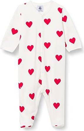 Petit Bateau Slaap Bien Baby Meisje, Marshmallow/Terkuit Rood, 6 Maanden