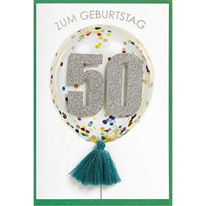 Verjaardagskaart voor 50e verjaardag lifestyle - cijferkaart ballon - 11,6 x 16,6 cm