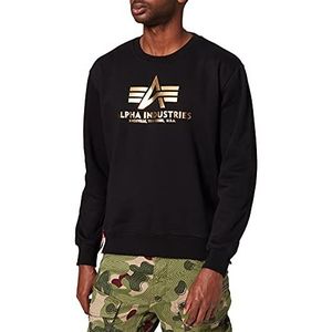 Alpha Industries Basis Folie Print Sweatshirt voor Mannen Black/Yellow Gold