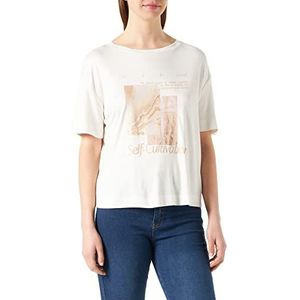 s.Oliver BLACK LABEL Dames T-shirt met korte mouwen Loose Fit, ecru, 32