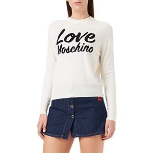 Love Moschino Dames Slim Fit Lange Mouwen with Love Penguins Intarsia. Trui Sweater, wit (optical white), 42