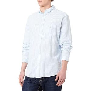 REG COTTON LINEN STRIPE SHIRT, Fresh Blue., XXL