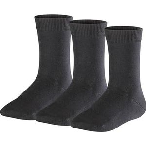 FALKE Sokken Family 3-pack katoen kinderen zwart grijs vele andere kleuren versterkte kindersokken zonder patroon ademend dun en effen in multipack 3 paar, zwart (black 3000), 19-22 EU