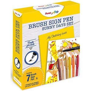 Pentel SES15C Brush Sign Pen Schetching Set zonnige dagen & notitieboek