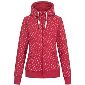 Ankerglut Dames hoodie sweatshirt sweatjack lange mouwen #Ankergluthafen capuchontrui, rood, 52/Grote Maten