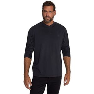 JP 1880 Heren grote maten grote maten Menswear L-8XL T-shirt, lange mouwen, V-hals, tot 8 XL 813084, zwart, 5XL