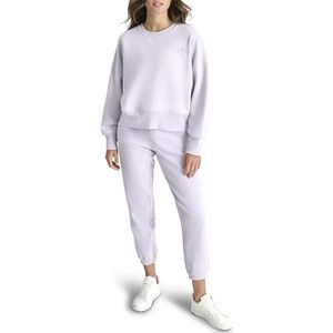 DKNY Damestrui Crew Varsity geborduurd logo blouse mouw sweatshirt, Orchidee, M