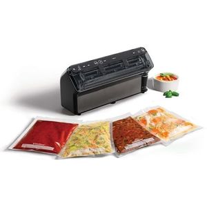 Foodsaver Elite alles-in-één vloeistofsealer, vers voedsel tot 5 x langer, vloeibare afdichting, met 1 rol (28 cm x 2,43 m) en 4 x vacuümzakken (0,94 l en 3,78 l)