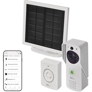 EMOS GoSmart Video-deurbel IP-09D DC met wifi en app, draadloze Smart Home videobel met 1080p camera, bel en zonnepaneel, deurslot-bediening, compatibel met Alexa, Google Assistant