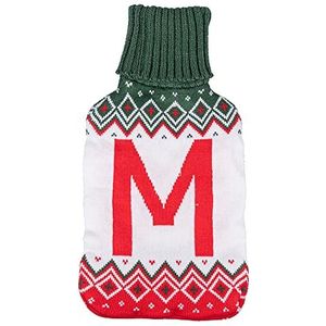 Villa d'Este Home Tivoli Warmwaterkruik 2 l, Monogram Winter M, wit + rood + groen, medium