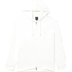 Armani Exchange Heren Logo Tape Cotton Interlock Zip Up Hooded Sweatshirt, off-white, S