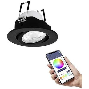 EGLO connect.z Saliceto-Z Smart Inbouwspot - Ø 8,8 cm - Zwart - Instelbaar RGB & wit licht - Dimbaar - Zigbee