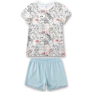 Sanetta Korte pyjama voor tieners, meisjes, shorty, 100% katoen, wit pebble, 152 cm