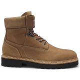 Halfhoge laarzen van nubuckleer met gewatteerde kraag