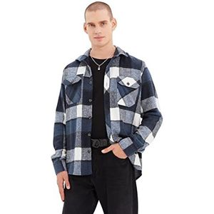 Trendyol Mannen Man Plus Size Regular Standaard kraag geweven shirt, blauw, M, Blauw, M grote maten