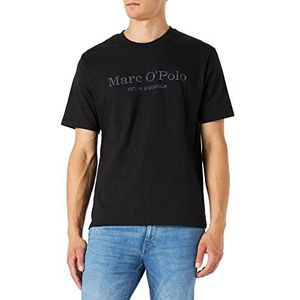 Marc O'Polo Heren 51230 T-shirt met inside-print, comfortabel bovendeel van biologisch katoen, casual shirt met korte mouwen voor heren, Zwart nieuw, XXL
