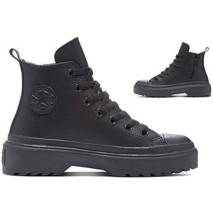 CONVERSE Chuck Taylor All Star Lugged Lift Platform leer, sneakers voor kinderen en jongeren, Zwart, 35 EU