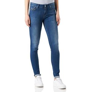 Replay Damesjeans New Luz Skinny-Fit met Power Stretch, Medium Blue 0092, 23W / 32L