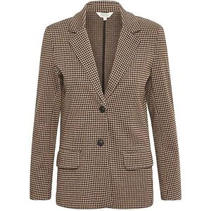 Part Two Dames Blazer Single Breasted Notch Lapel Checked Fabric Pockets, Brown Check, 32 NL