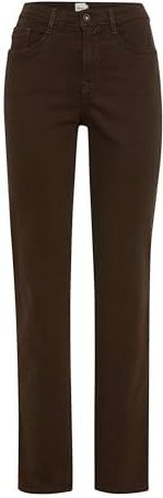 Brax Style.Carola Thermo Denim damesbroek, 52 donkere chocolade, 26W / 32L