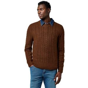 Wrangler Cable Knit Sweater, Mahogany Heather, L