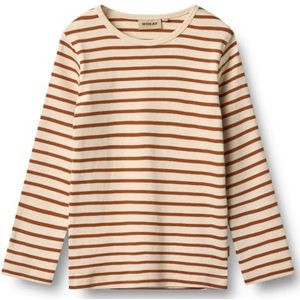 Wheat Jongens T-shirt met lange mouwen Stig GOTS-gecertificeerd, 9447 Warm Caramel Stripe, 110