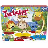 Twister Junior Dierenavonturen, dubbelzijdige mat, 2 spellen in 1, partyspel, binnenspel voor 2-4 spelers (Franse versie)