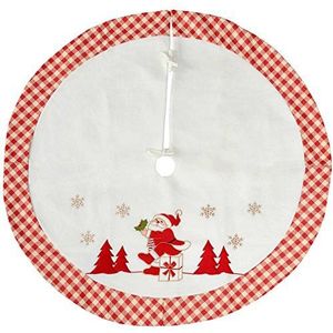 WeRChristmas Geruit Kerstman Design Kerstboom Rok Decoratie, 107 cm - Rood/Wit