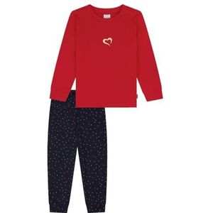 SCHIESSER - Nachtkledij - Donkerblauw/Rood - 2-delig - Lang/maxi