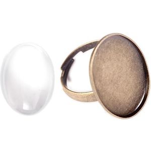 INNSPIRO Medaillon-ring van metaal, verstelbaar, ovaal, antiekgoudkleurig, 18 x 25 mm., 18x25mm, Metaal