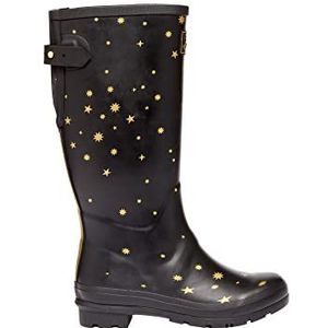 Joules Dames Welly Print Warm Voering Regenlaarzen, Zwarte sterren, 37 EU