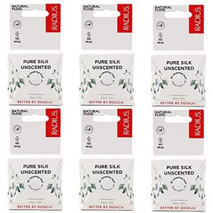 RADIUS Natuurlijke ongeparfumeerde zijden tandzijde 30 meter composteerbare, niet-giftige mondverzorging en ontworpen om tandplak te bestrijden - Pack van 6