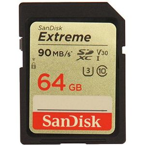 Sandisk Sdsdxve-064G-Gzein Extreme Sdxc V30 U3 Uhs 1 Class 10 Geheugen Kaart, 64Gb, Ffp