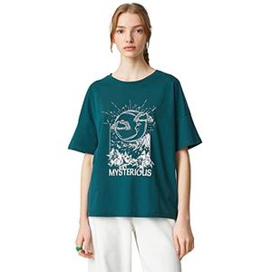 Koton Dames T-shirt met korte mouwen en ronde hals, petrol (748), M