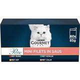 Purina Gourmet Perle Mini Filets Kattenvoer, Natvoer met Rund, Kip, Konijn, Zalm in Saus - 60x85g - (60 portiezakjes; 5,1kg)