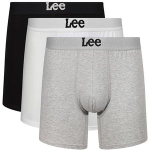 Lee Heren Boxershorts Medium in Zwart/Wit/Grijs | Soft Touch Trunks van biologisch katoen, Zwart/Wit/Grijs, XL