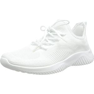 Lumeiy Womens Slip op witte sneakers lichtgewicht comfortabele mesh casual sneakers sport gym reizen atletische wandelschoenen maat: 5.5, Kleur: wit, 38.5 EU