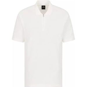 Armani Exchange Heren The Gird, Sustainable, Logo Tape, Front Zip Polo Shirt, off-white, XS