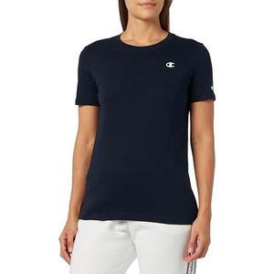 Champion Legacy Basics W-Light Cotton Jersey S-s Regular Crewneck T-shirt voor dames, Navy Blauw, XL