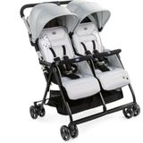 Chicco - Dubbele Buggy Ohlala Twin - Opvouwbare Duo-Kinderwagen - Ultralicht en Compact - Uitschuifbare Kap - Vanaf Geboorte tot 15 kg - Grijs (Silver Cat)