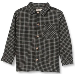 Wheat Oscar Junior Overhemd, jongens, 100% biologisch katoen, 0026 Black Coal Check, 98 cm
