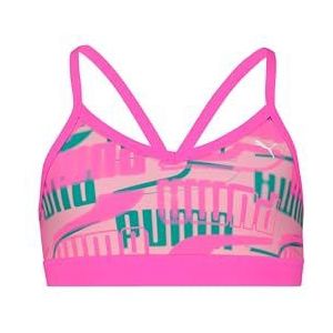 PUMA Swim Girls bedrukte bikiniset, 1 stuk, Fluo Pink Combo, 152 cm